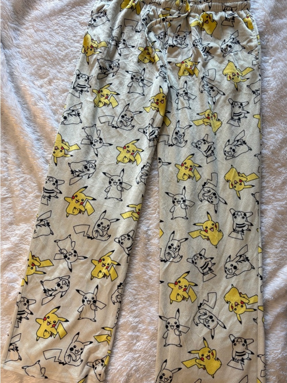 Pikachu Print Lounge Pants - Yellow & Black on Light Gray